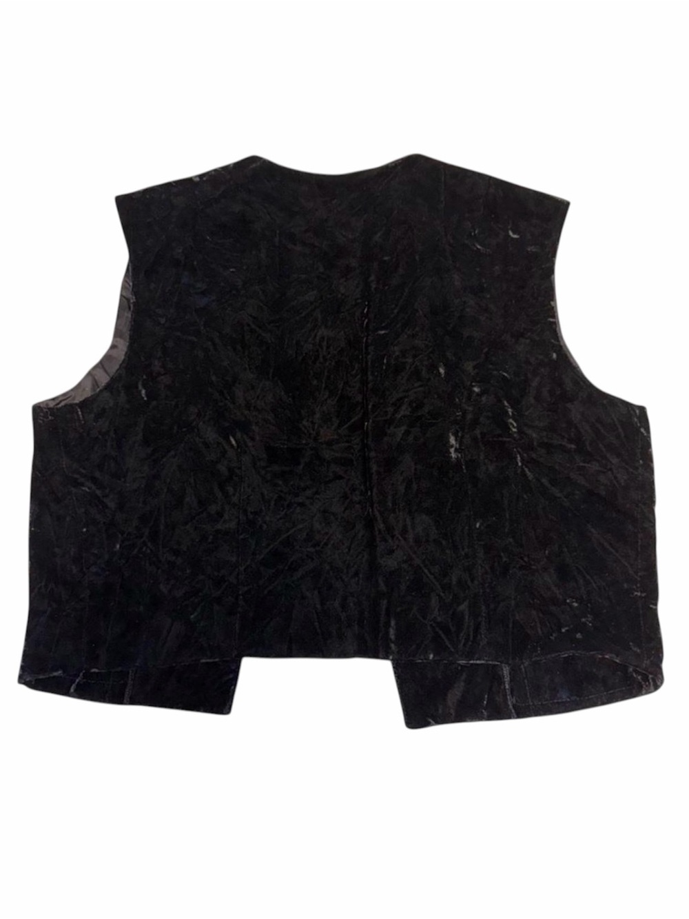 Vintage 90’s Black Velvet Open Front Vest Women’s Small Vamp Whimsigoth Goth - Picture 3 of 5